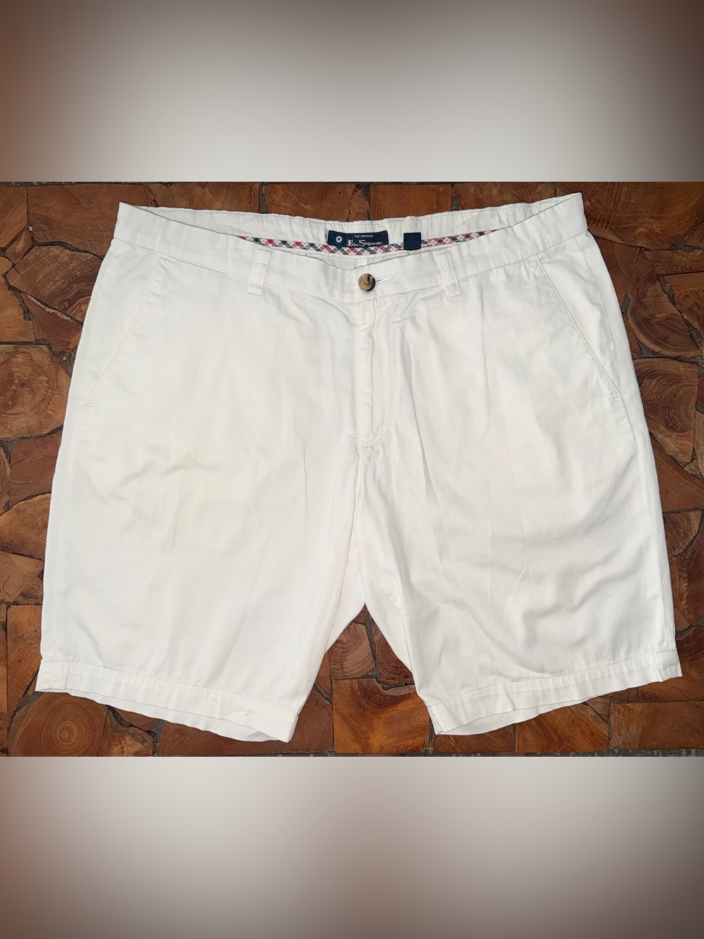 Ben Sherman White Flat Front Men's Chino Shorts